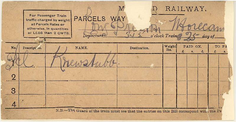 Parcel 25-04-04 to Morecambe - Knewslubb.jpg - Way Bill: Parcel 25-04-04 to Morecambe - Knewslubb